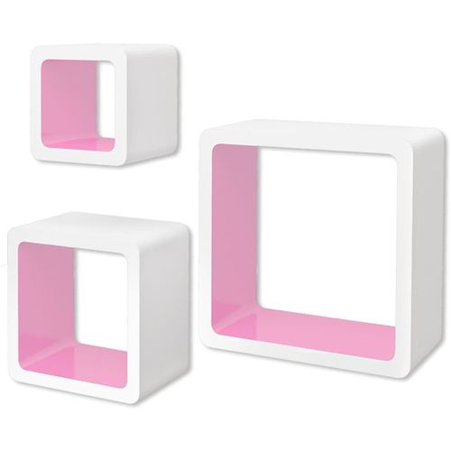 Zidne kockaste police 6 kom bijelo-ružičaste slika 14