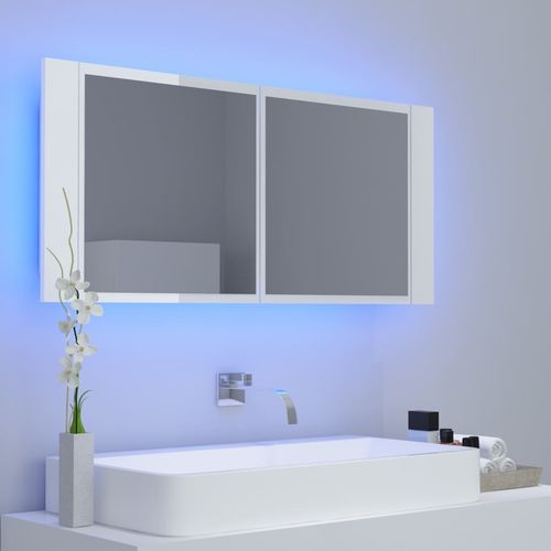 LED kupaonski ormarić s ogledalom sjajni bijeli 100x12x45 cm slika 6