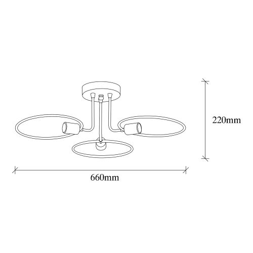 Opviq Vislica CIRCLE, crna, metal, 66x 66 cm, visina 22 cm, 3 x E27 40 W, Circle - 1341 slika 3