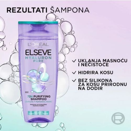 L’Oréal Paris Elseve Hyaluron Pure šampon za dehidriranu kosu koja se brzo masti 250ml slika 2