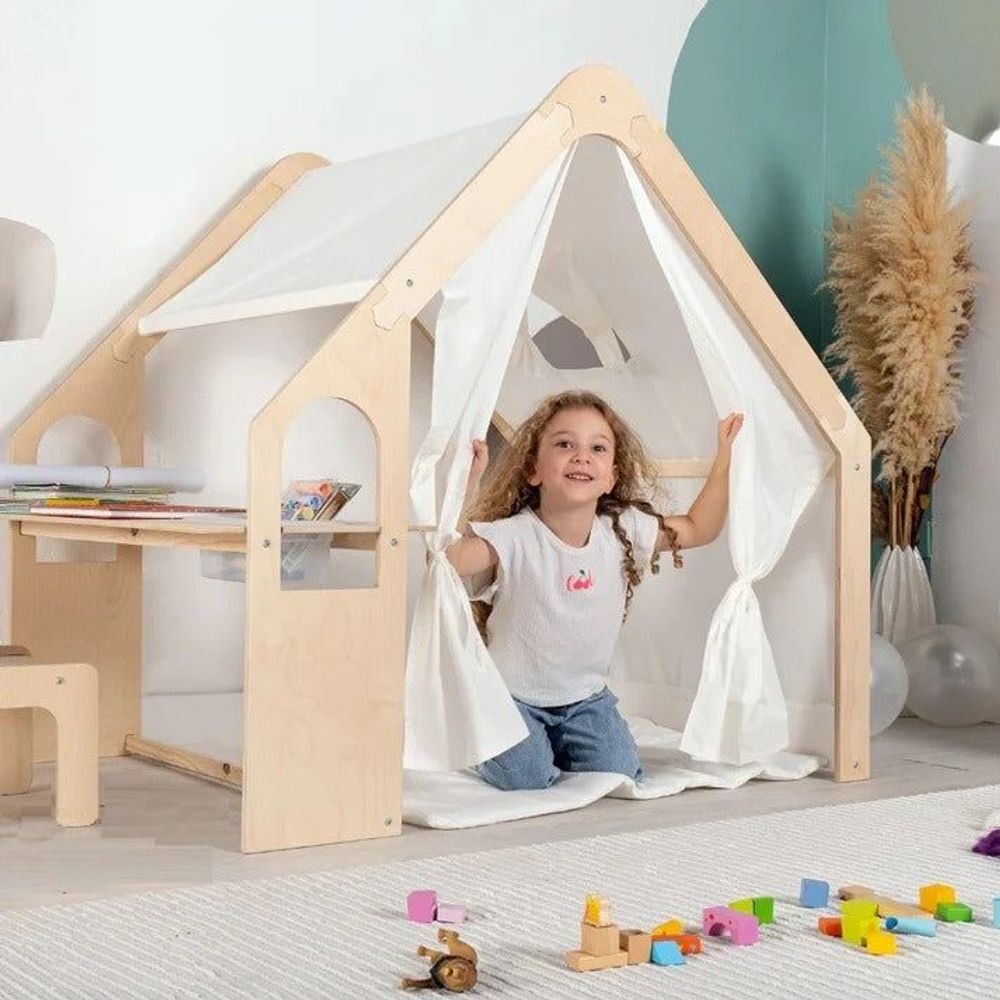 Kinder Home Multifunkcionalna drvena dječija kućica 6U1 slika 12