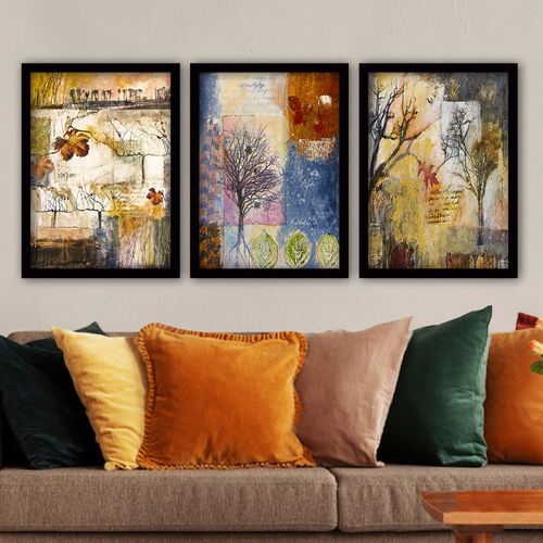 3SC147 Multicolor Decorative Framed Painting (3 Pieces) slika 1