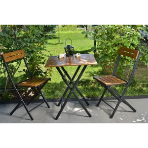 Floriane Garden Set vrtnih stolova i stolica (3 komada), orah crna boja, Bistro Set 4