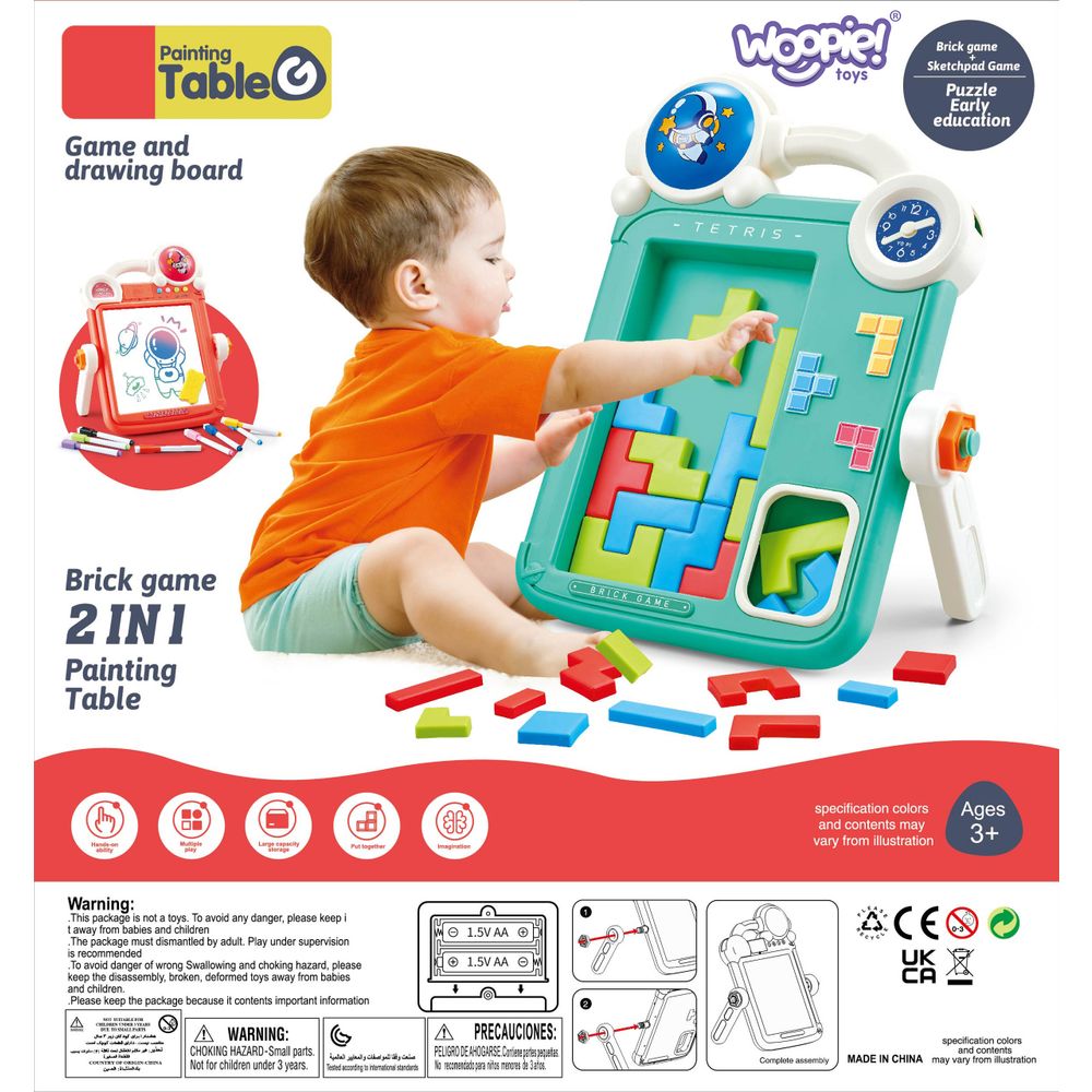 Woopie, dvostrana ploča za crtanje, igra Tetris 2u1, narančasta slika 5