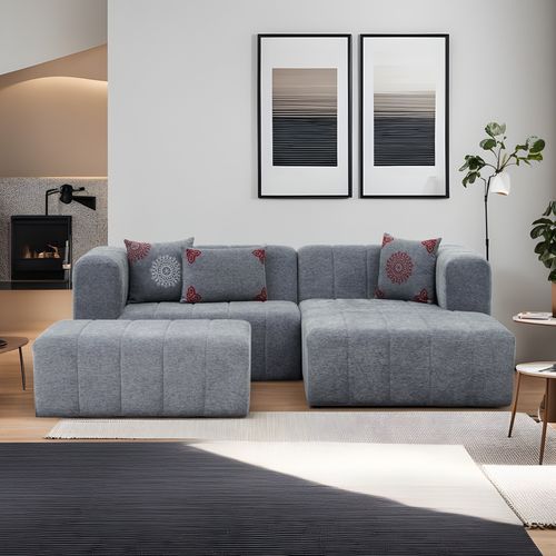 Beyza Mini Right - Grey Grey Corner Sofa slika 1