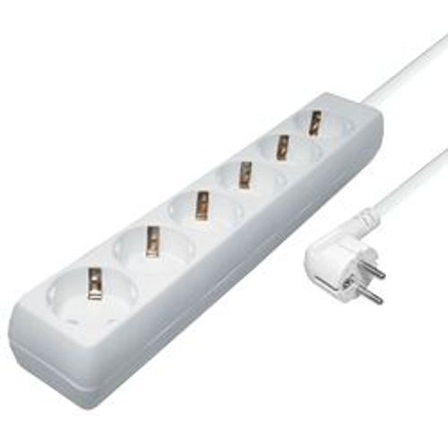 Transmedia 6-way power strip, 5,0 m cable, White slika 1