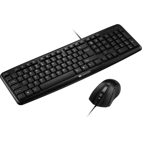 CANYON USB standard KB, water resistant AD layout bundle with optical 3D wired mice 1000DPI black slika 2