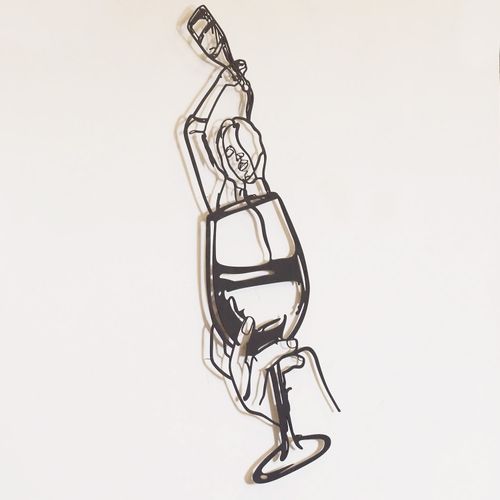 Wallity Metalna zidna dekoracija Glass of Wine Girl Line Art- APT749 M slika 5