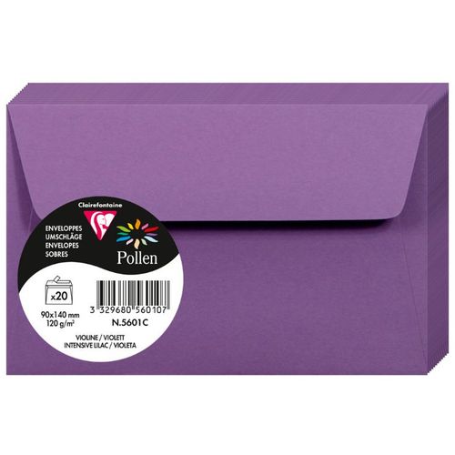 Clairefontaine kuverte Pollen 90x140mm 120gr intensive lilac 1/20 slika 1
