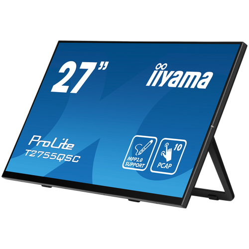 IIYAMA T2755QSC-B1 Monitor 27” Optical Bonded PCAP 10pt IPS Edge to edge glass 2560 x 1440 @75Hz 400 cd/m² HDMI DP USB Hub Tilt angle 15° up; 70° down slika 4