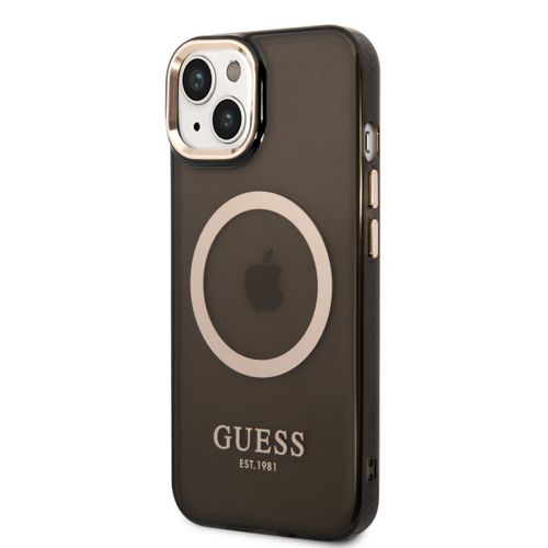 Guess Futrola za iPhone 14 Plus GOLD OUTLINE TRANSLUCENT BLACK MagSafe slika 4