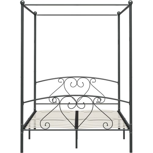 Okvir za krevet s nadstrešnicom sivi metalni 160 x 200 cm slika 7