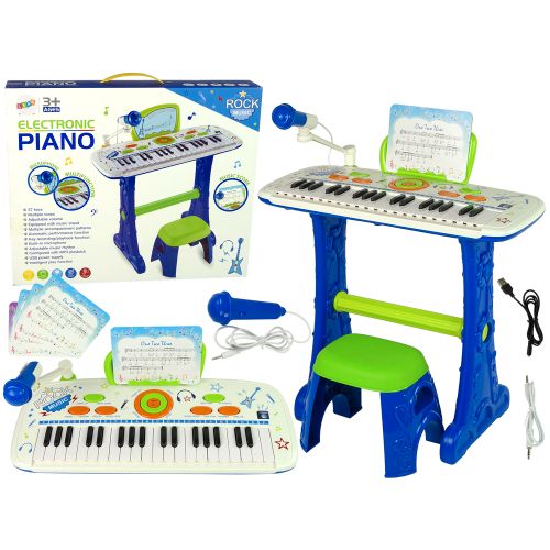 Dječji klavir na postolju "Piano for Kids" sa notama - plava slika 1