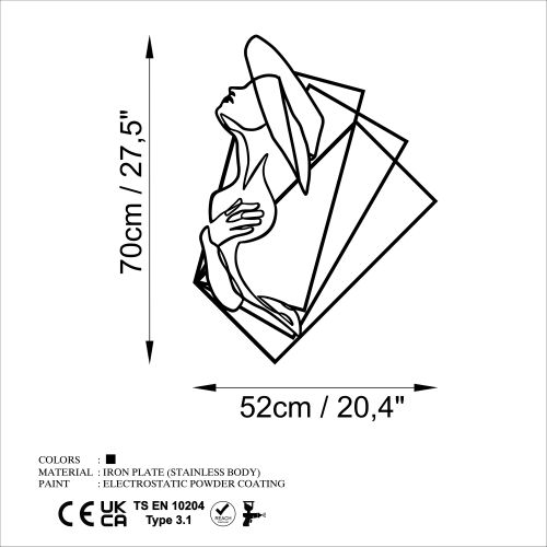 Wallity Metalna zidna dekoracija, Woman 1 - L slika 6