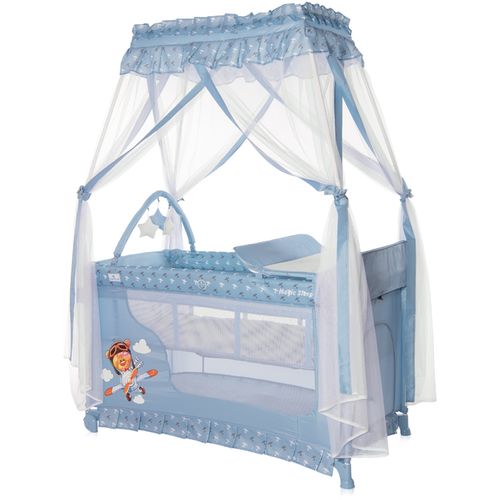 LORELLI MAGIC SLEEP Putni krevetić na 2 razine + Prematalica + Baldahin + Luk s igračkama Blue Adventure (0mj+) slika 3