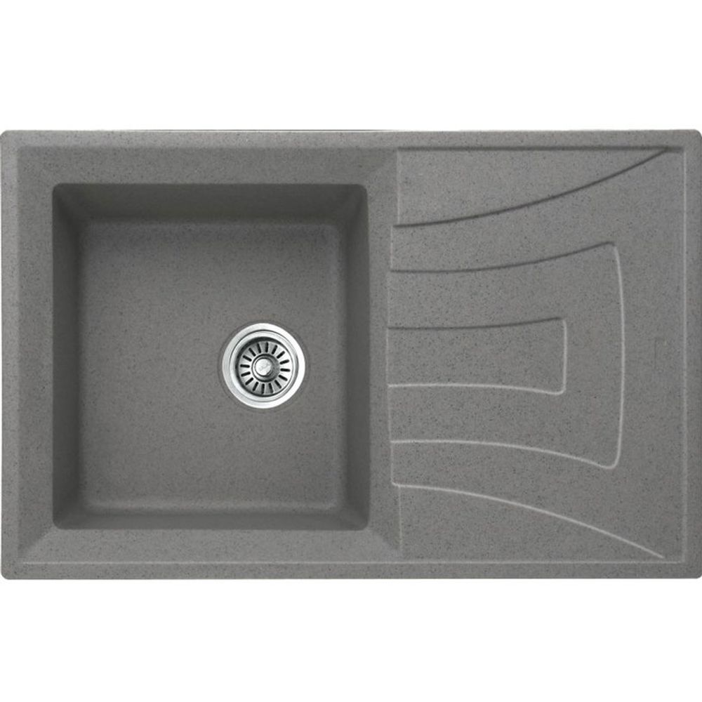 Inter Ceramic sudoper usadni pravokutni sa desnim ocjeđivačem 50x78x20 cm + sifon, granit sivi slika 1