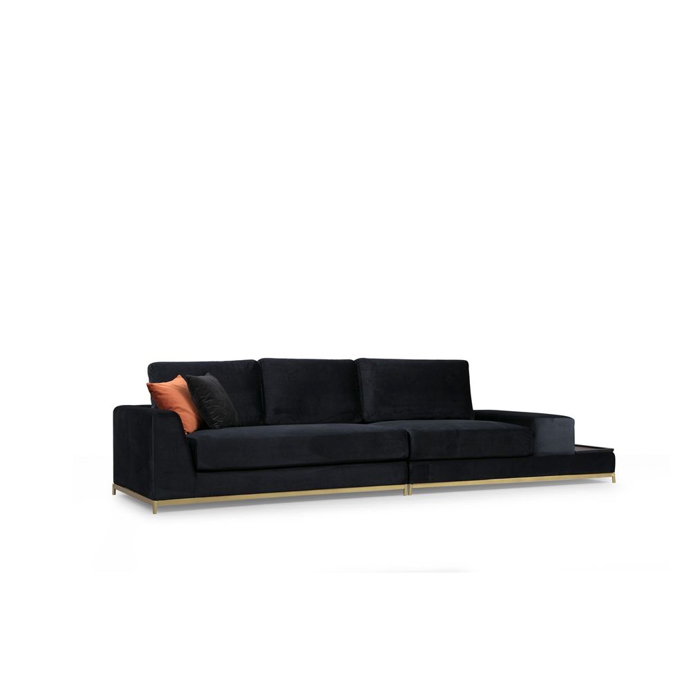 Sofa sa Bočnim Stolom - Crna i Zlatna, 4-Sjedala slika 9
