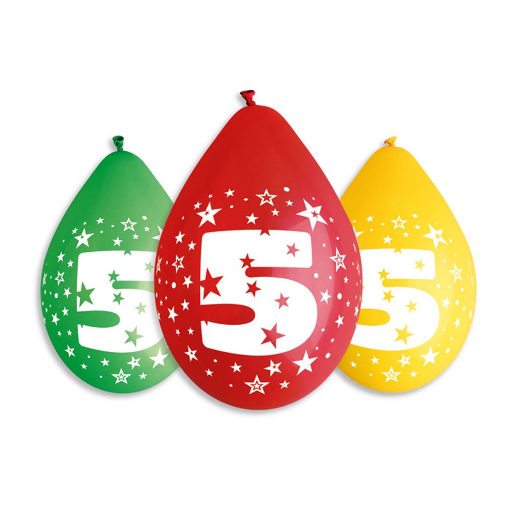 GS110-5W Balon broj 5 Mix boja 30cm, 5kom slika 1
