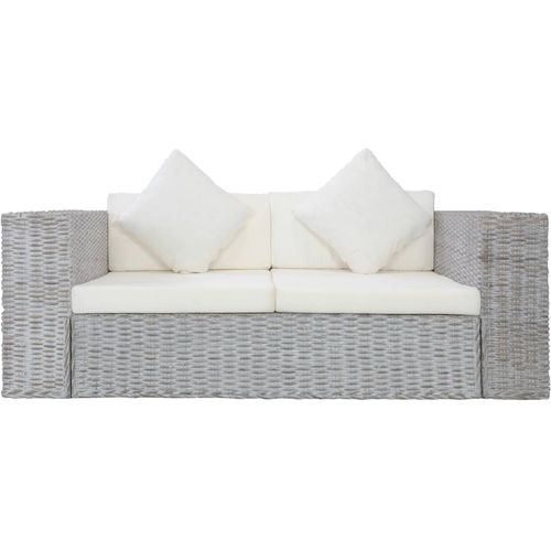 2-dijelni set sofa od prirodnog ratana s jastucima sivi slika 3