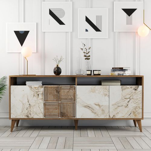 Woody Fashion Komoda MILAN MARBLE, Milan - Walnut, White Marble slika 1