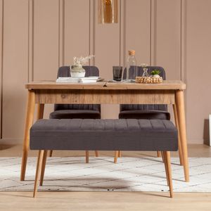 Vina 0701 - 3 - Antracit, Set Ekstenzibilnog Trpezarijskog Stola i Stolica (4 Komada)