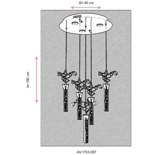 AV-1753-5ST Yellow Chandelier slika 4