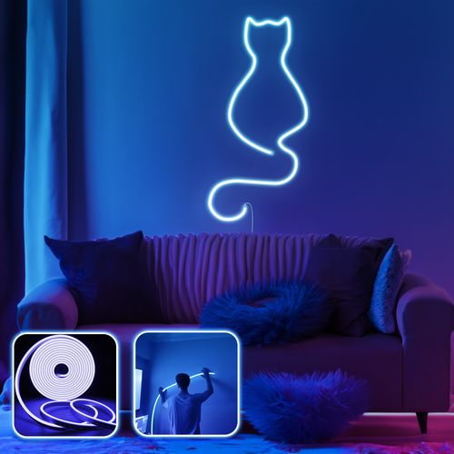 Opviq dekorativna zidna led svjetiljka, Daisy the Cat - Medium - Blue slika 2