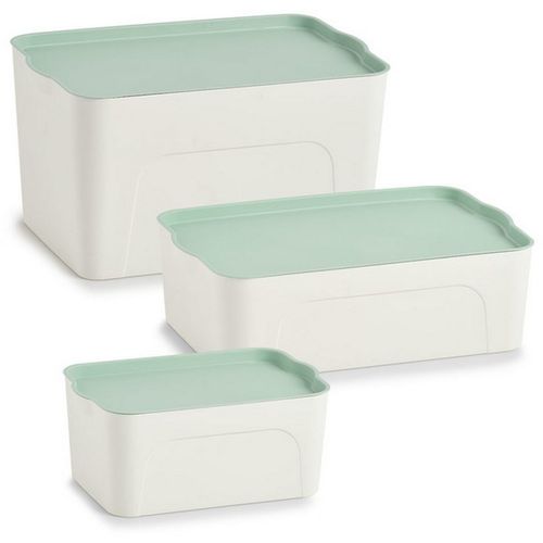Zeller kutija za pohranu s poklopcem, plastika, bijela/mint, 44,5x30x24,5 cm, 14685 slika 6