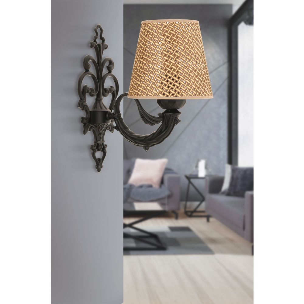 Lampa za zid Lily Hazeran - Prirodna, Crna Prirodna slika 1