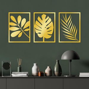 Wallity Metalna zidna dekoracija Golden Triple Flowers 1