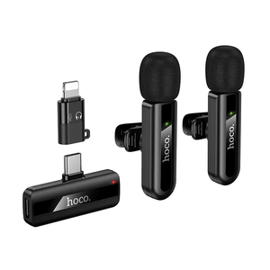 Bežični mikrofon Hoco L20A USB-C / Lightning 2 komada crni
