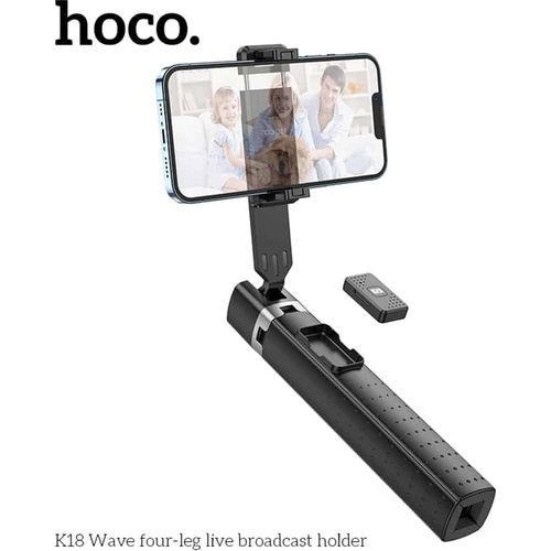 Hoco - Selfie Stick Wave (K18) s bežičnim Bluetooth daljinskim upravljačem i 4 noge- 97 cm - crni slika 3