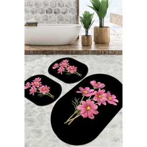 Sitivo Djt - Black BlackPinkGreen Bathmat Set (3 Pieces)