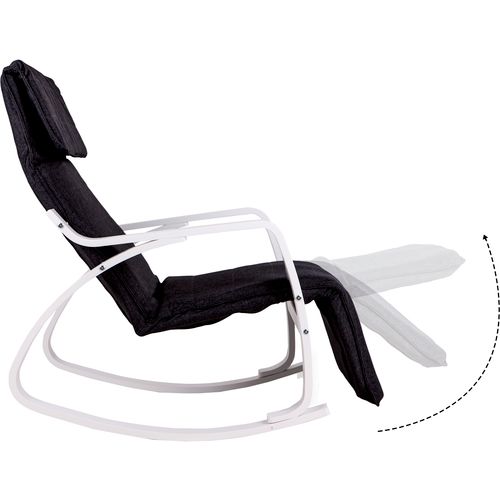 Stolica za ljuljanje s osloncom za noge crno - bijela slika 7