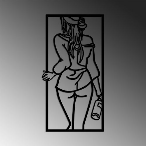 Wallity Metalna zidna dekoracija, Sexy Back Woman With Wine Glass slika 4