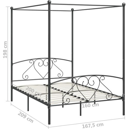 Okvir za krevet s nadstrešnicom sivi metalni 160 x 200 cm slika 17