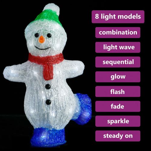 LED božićna akrilna figura snjegovića unutarnja i vanjska 30 cm slika 3