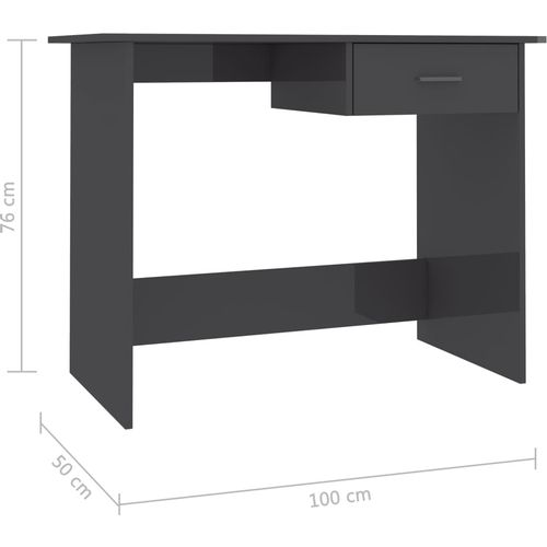 Radni stol visoki sjaj sivi 100 x 50 x 76 cm od iverice slika 12