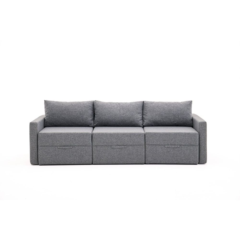 Sofa na razvlačenje Saros - Sivi 3-sjedalni slika 3