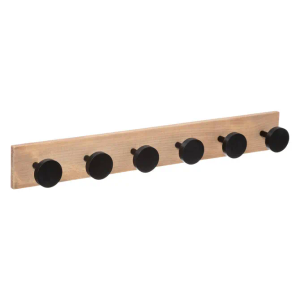 Five zidna vješalica s 6 kukica 58x7x8cm mdf metal crna