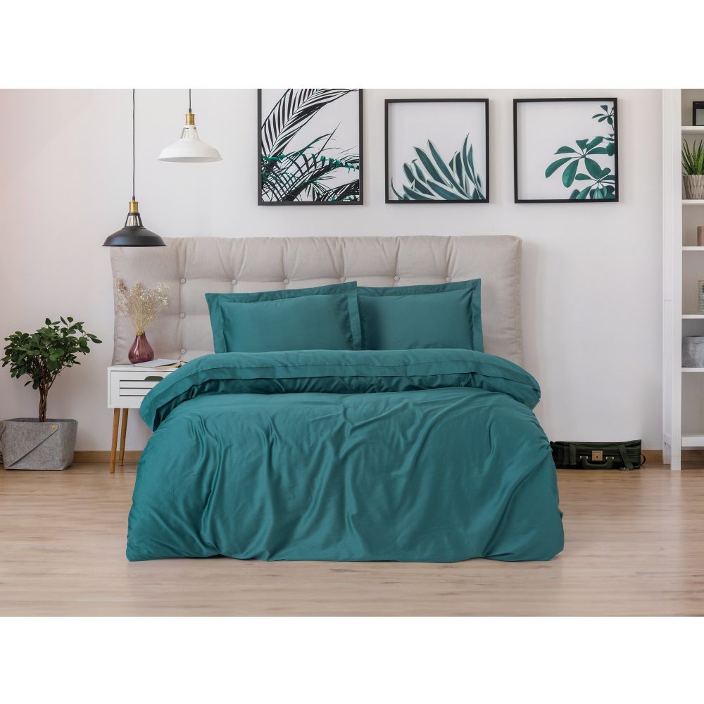 Elegant - Petrol Petrol Blue Satin Single Quilt Cover Set (DE) slika 1