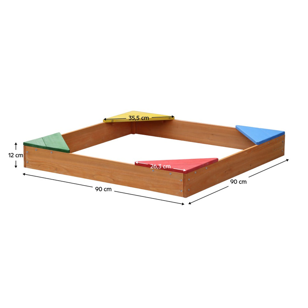 Kinder Home Drveni pješčanik sa navlakom 90x90cm slika 6