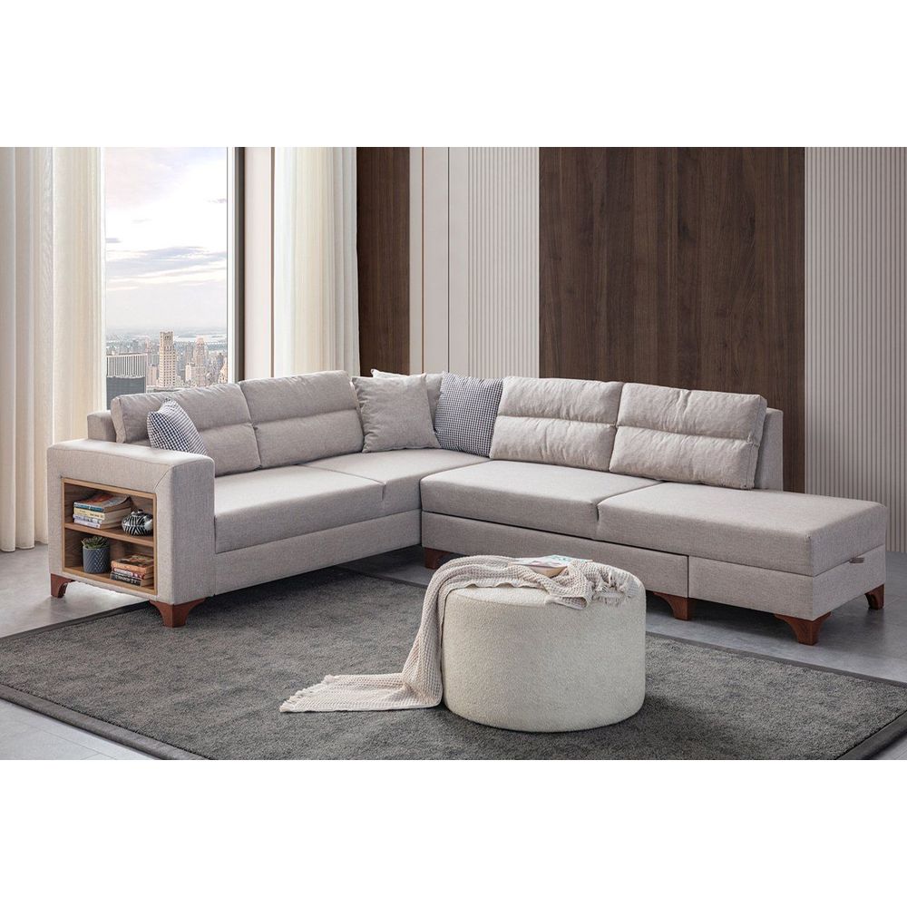 Ugaona Sofa Tloft Lijeva - boja: krem slika 1