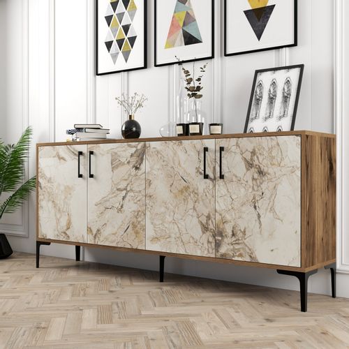 Woody Fashion Komoda, Kiev - Walnut, White Marble slika 3