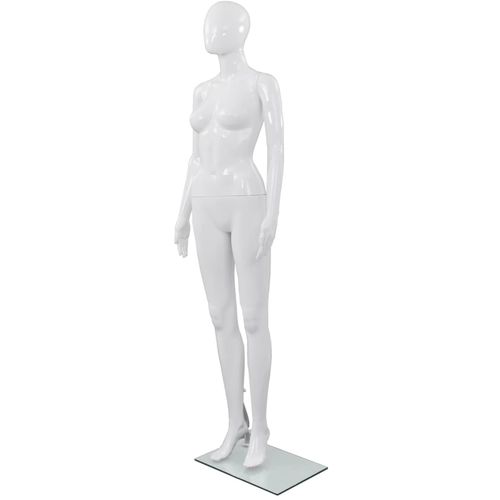 Ženska lutka za izlog sa staklenim postoljem bijela sjajna 175 cm slika 29