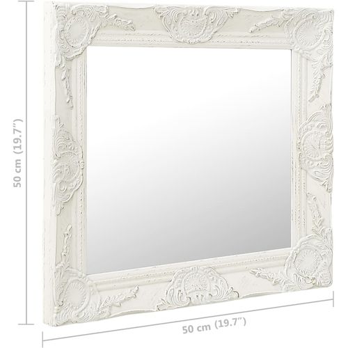 Zidno ogledalo u baroknom stilu 50 x 50 cm bijelo slika 20