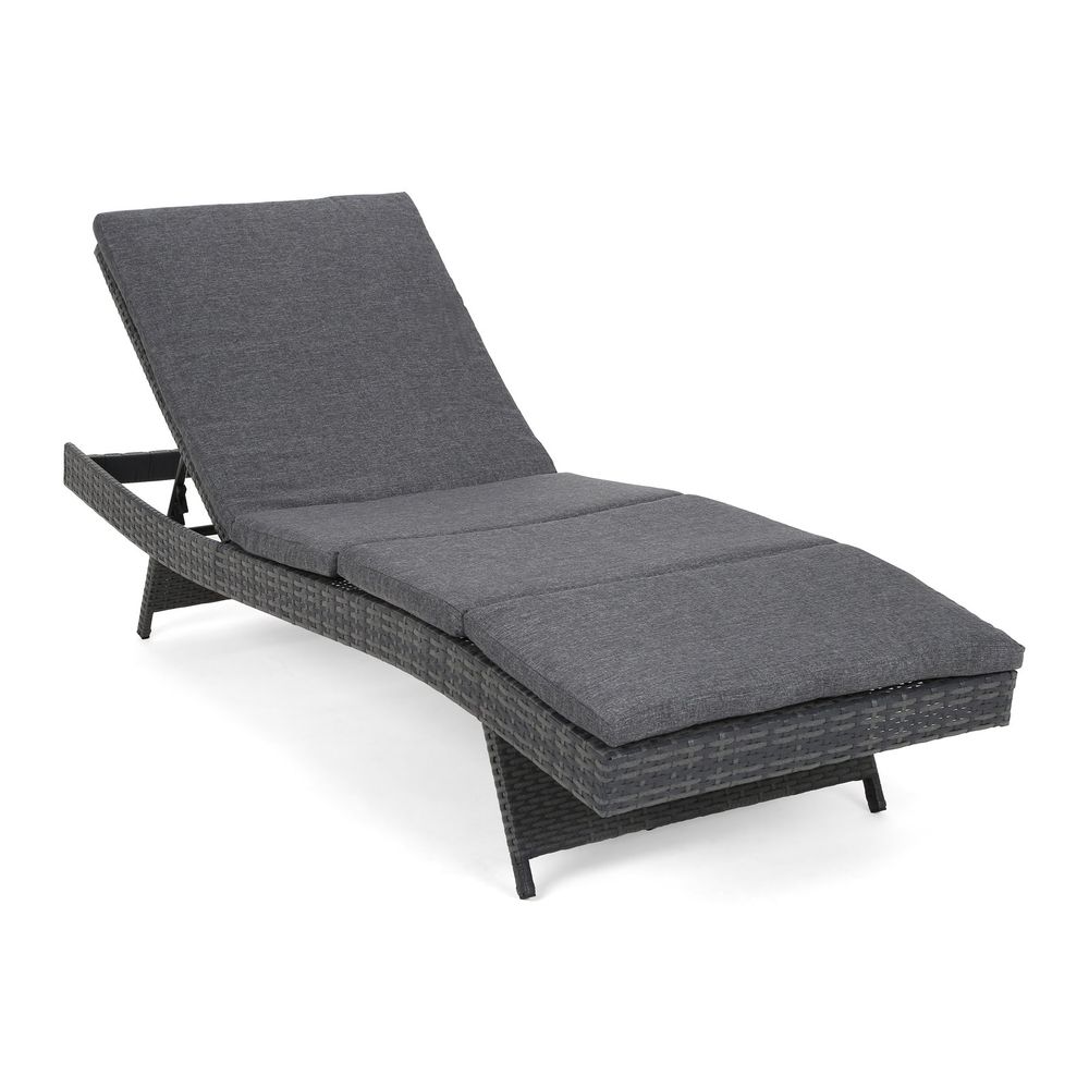 Set vrtnih ležaljki od tehnoratana Bora Bora Grey / Grey Melange sa stolom slika 3