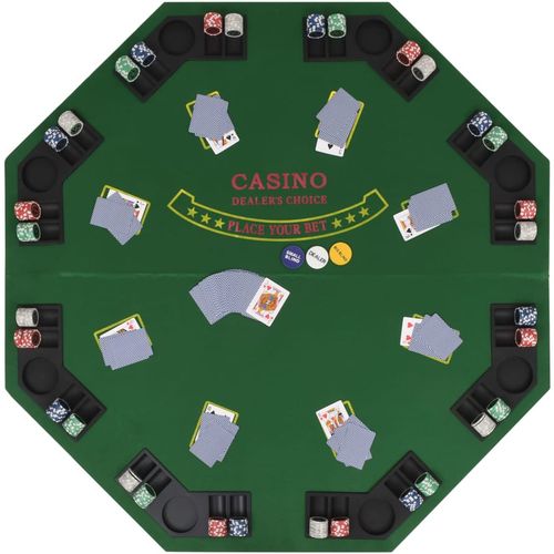 Sklopiva dvodijelna podloga za poker stol za 8 igrača osmerokutna zelena slika 32