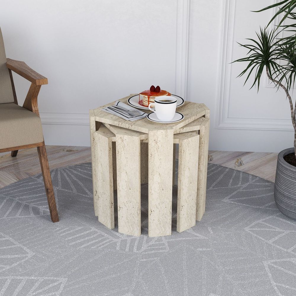 Nesting Table Azra - Set od 3 komada u boji Travertine slika 1