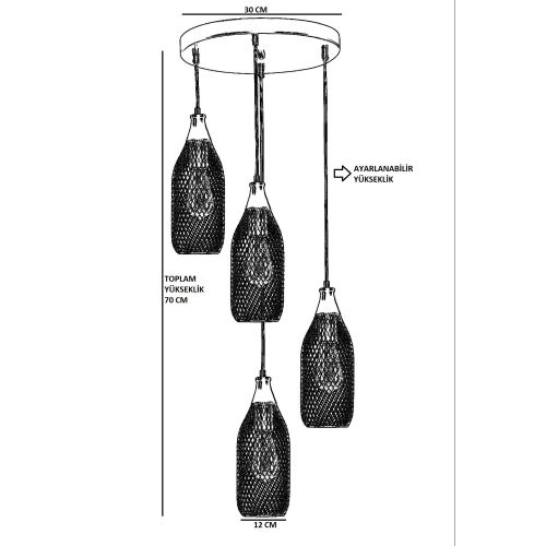 Rio 4 Lü Tepsili Eskitme Sarkıt Gold Chandelier slika 4